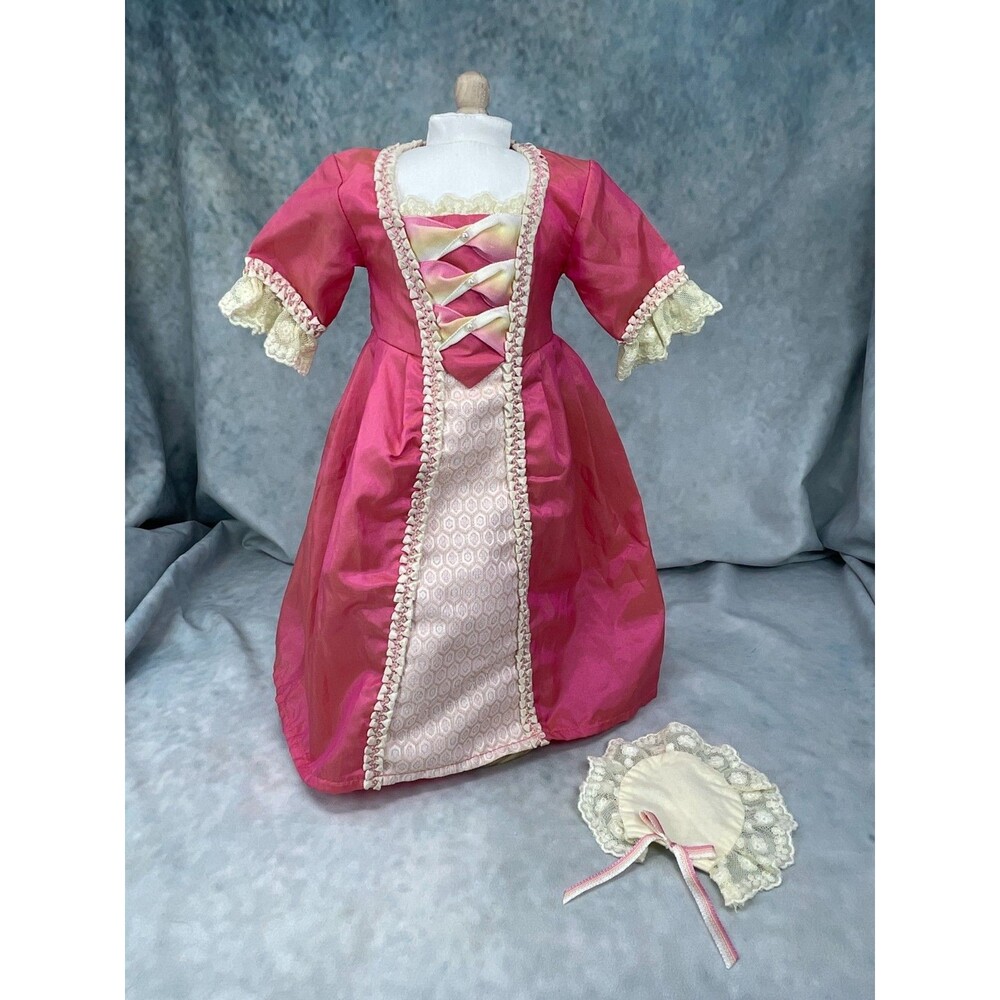 American Girl Doll Elizabeth Pink Meet Dress and Pinner Cap